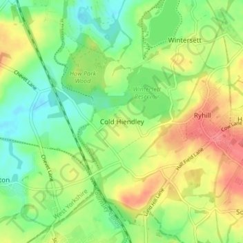 Cold Hiendley topographic map, elevation, terrain