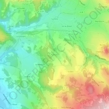 Auteyrac topographic map, elevation, terrain