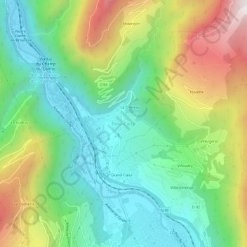 Petit-Cœur topographic map, elevation, terrain
