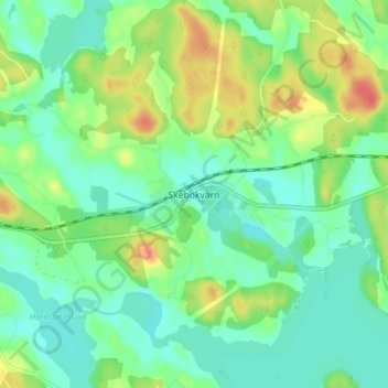 Skebokvarn topographic map, elevation, terrain
