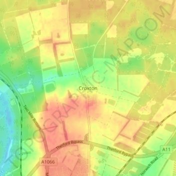 Croxton topographic map, elevation, terrain