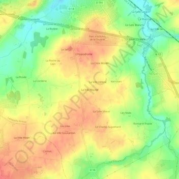 La Ville Ropitel topographic map, elevation, terrain
