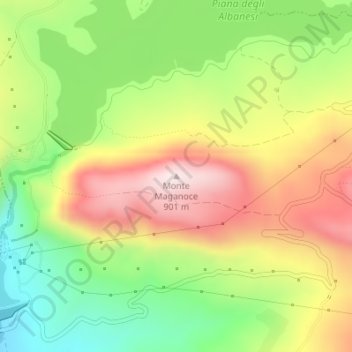 Monte Maganoce topographic map, elevation, terrain
