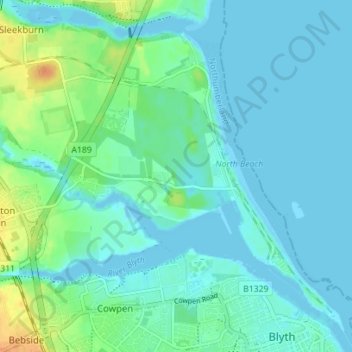 Cambois topographic map, elevation, terrain