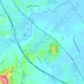 Canowindra topographic map, elevation, terrain