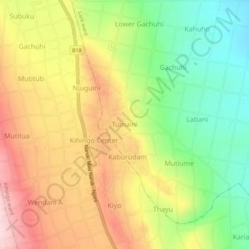 Tumaini topographic map, elevation, terrain