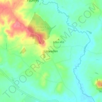 Upleadon topographic map, elevation, terrain