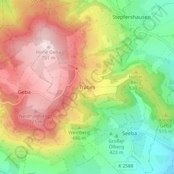 Träbes topographic map, elevation, terrain