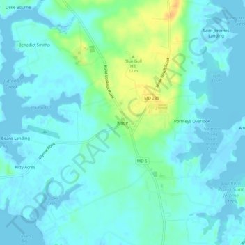 Ridge topographic map, elevation, terrain