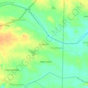 Nagaram topographic map, elevation, terrain