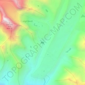 Lobuche topographic map, elevation, terrain