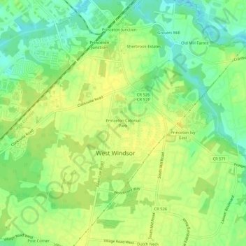 Princeton Colonial Park topographic map, elevation, terrain