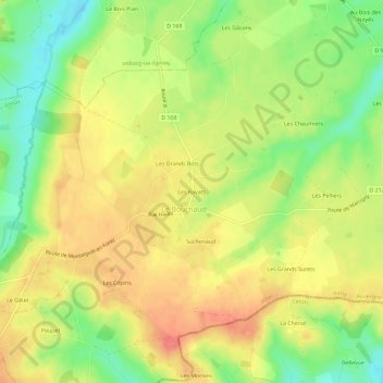 Les Ravats topographic map, elevation, terrain