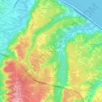 Granciaro topographic map, elevation, terrain