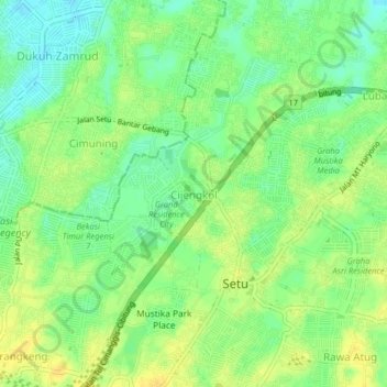 Cijengkol topographic map, elevation, terrain