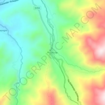 Puruhuay topographic map, elevation, terrain