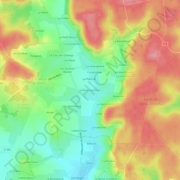 Le Pont Chartrain topographic map, elevation, terrain