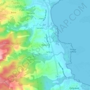 Blonzac topographic map, elevation, terrain