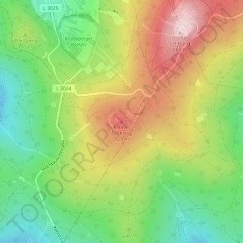 Kleiner Feldberg topographic map, elevation, terrain