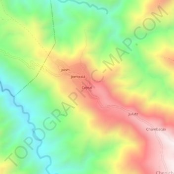 Cojnal topographic map, elevation, terrain