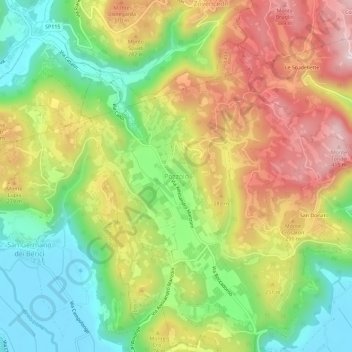 Pozzolo topographic map, elevation, terrain