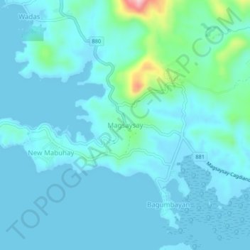 Magsaysay topographic map, elevation, terrain