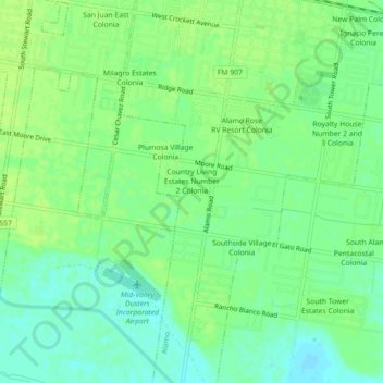 Alamo Orchards Colonia topographic map, elevation, terrain