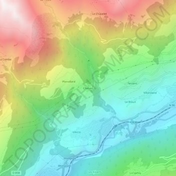 Charves topographic map, elevation, terrain