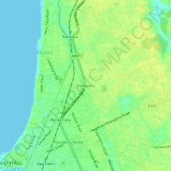 Dalupotha topographic map, elevation, terrain