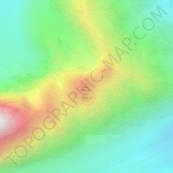 Mount K2 topographic map, elevation, terrain