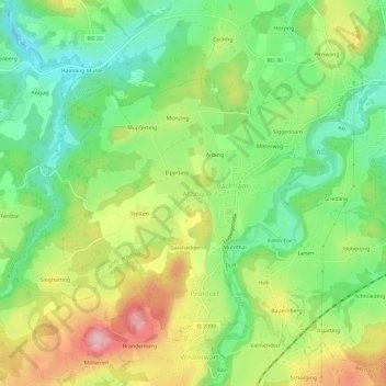 Atzing topographic map, elevation, terrain