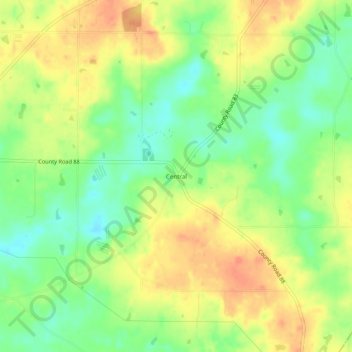 Central topographic map, elevation, terrain