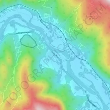 Flå topographic map, elevation, terrain