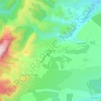 Saint-Vincent topographic map, elevation, terrain
