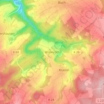 Wohnroth topographic map, elevation, terrain