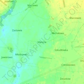 Meszna topographic map, elevation, terrain