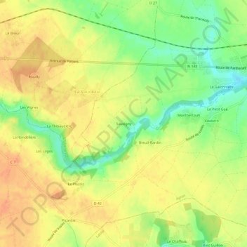 Sauvigny topographic map, elevation, terrain