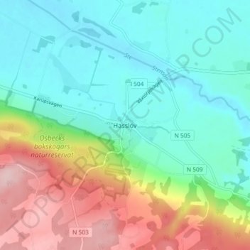 Hasslöv topographic map, elevation, terrain