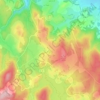 Rubeyne topographic map, elevation, terrain