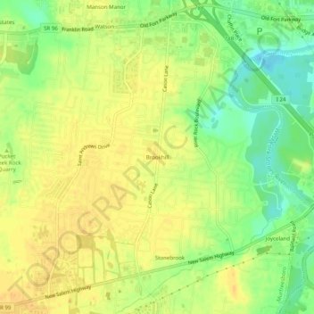 Brookhill topographic map, elevation, terrain