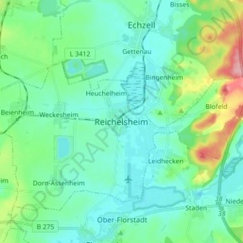 Reichelsheim topographic map, elevation, terrain