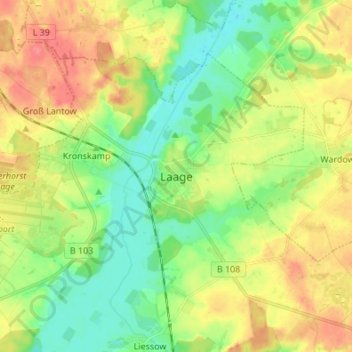 Laage topographic map, elevation, terrain