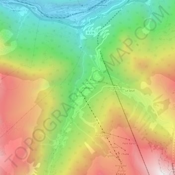 Valfréjus topographic map, elevation, terrain