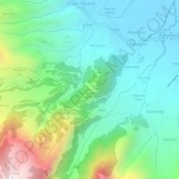 Gunung Potro topographic map, elevation, terrain