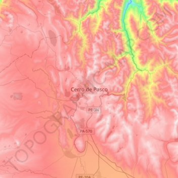 Cerro de Pasco topographic map, elevation, terrain