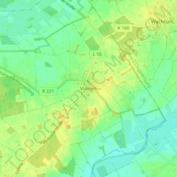 Vinnen topographic map, elevation, terrain
