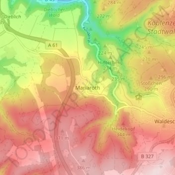 Mariaroth topographic map, elevation, terrain