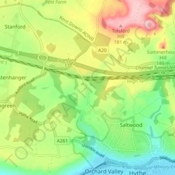 Sandling topographic map, elevation, terrain
