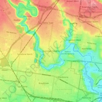Avondale Heights topographic map, elevation, terrain