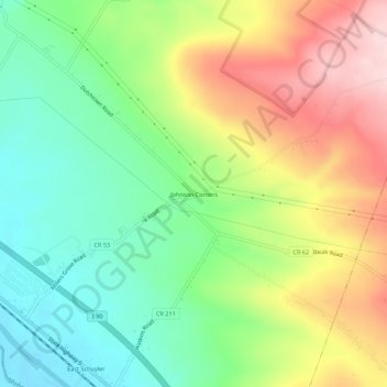 Johnson Corners topographic map, elevation, terrain